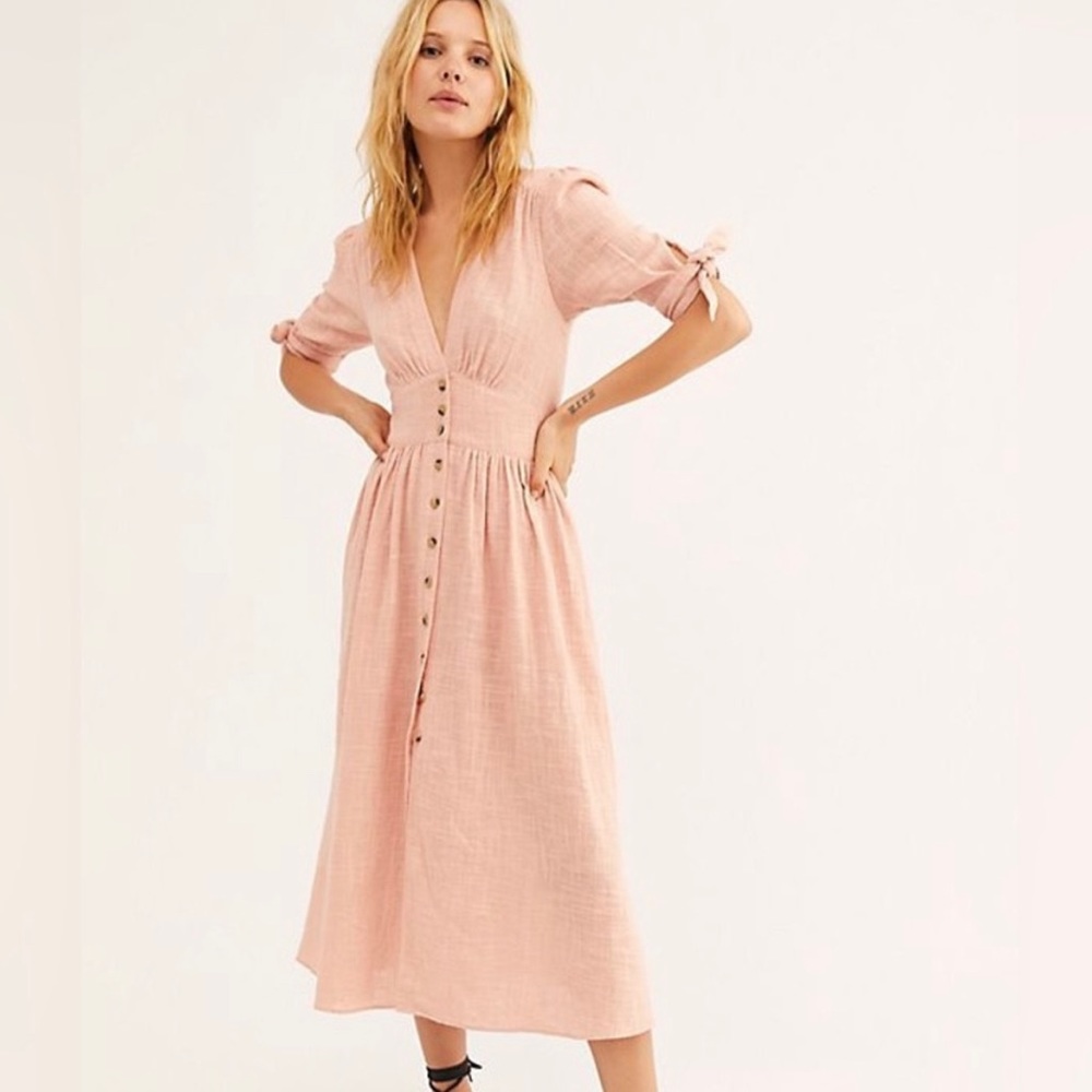 Free People Love of My Life Light Pink Midi Dress
